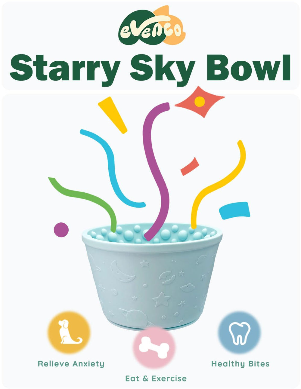 Evenco suction cup non-slip mat keeps the bowl steady during meals