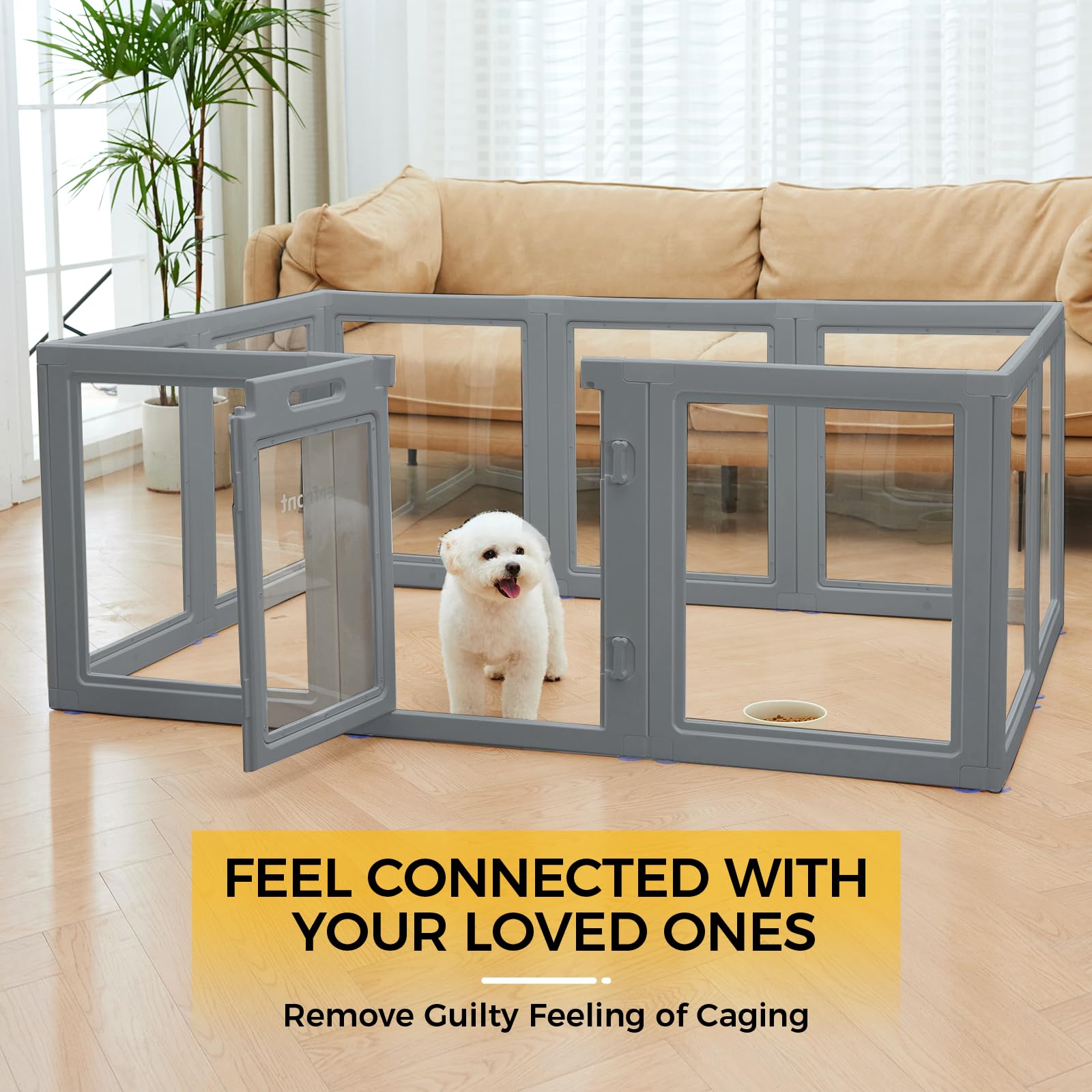 Everfront Dog Play Pen dimensions 60x40x23.6 inches demonstrate configurable space.