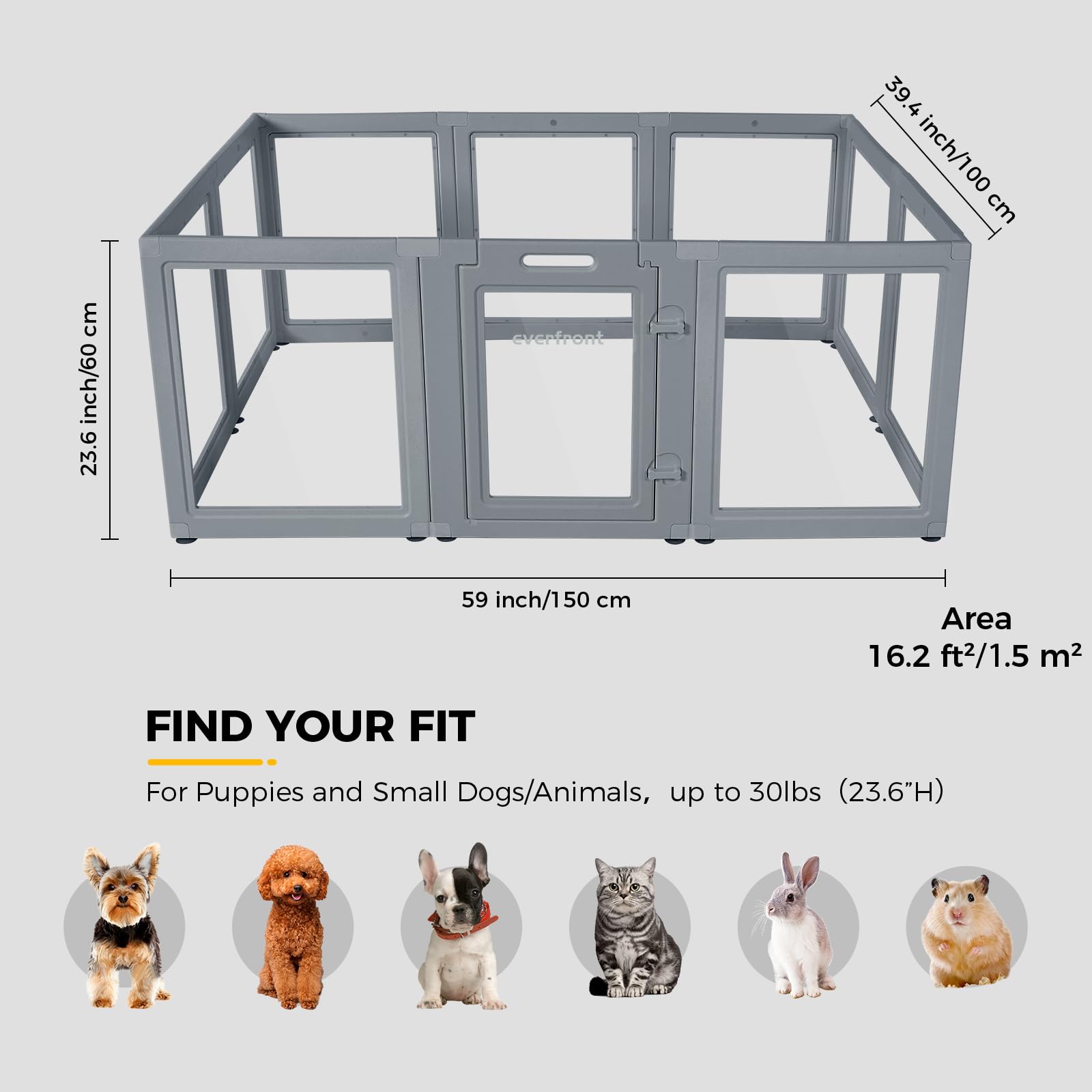 Everfront Clear Dog Play Pen suitable for puppies and cats in indoor use.