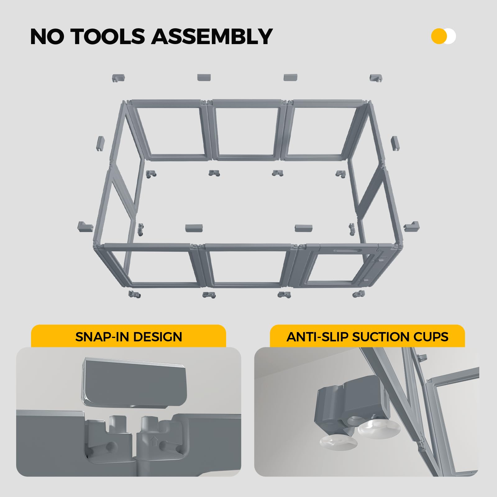 Everfront Dog Play Pen suction cups protect flooring while keeping panels secure.