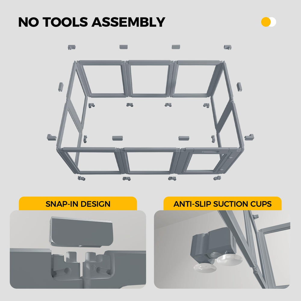 Everfront Dog Play Pen suction cups protect flooring while keeping panels secure.