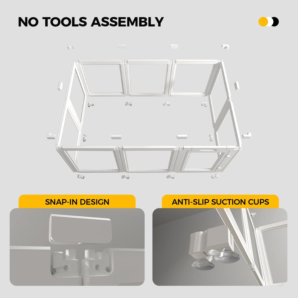 Everfront snap-in buckles enable easy, customizable pen shapes.