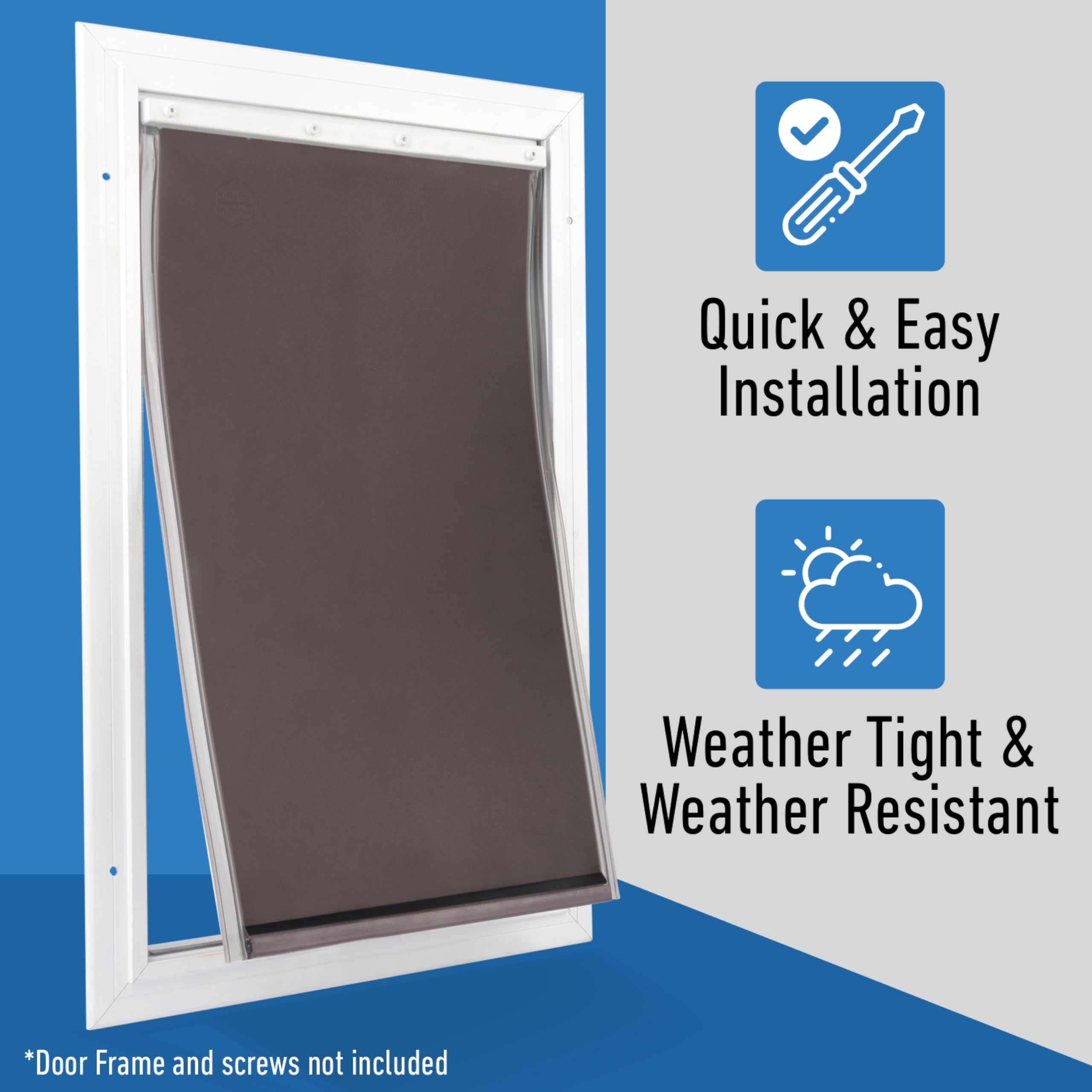 Compatibility shot of Evergreen flap fitting PetSafe Freedom Aluminum and Plastic doors