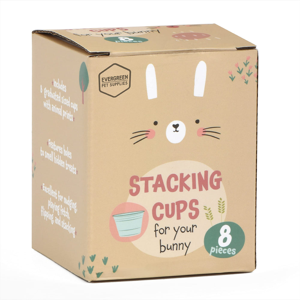 Evergreen Rabbit Stacking Cups Animal-design bases add visual appeal during play.