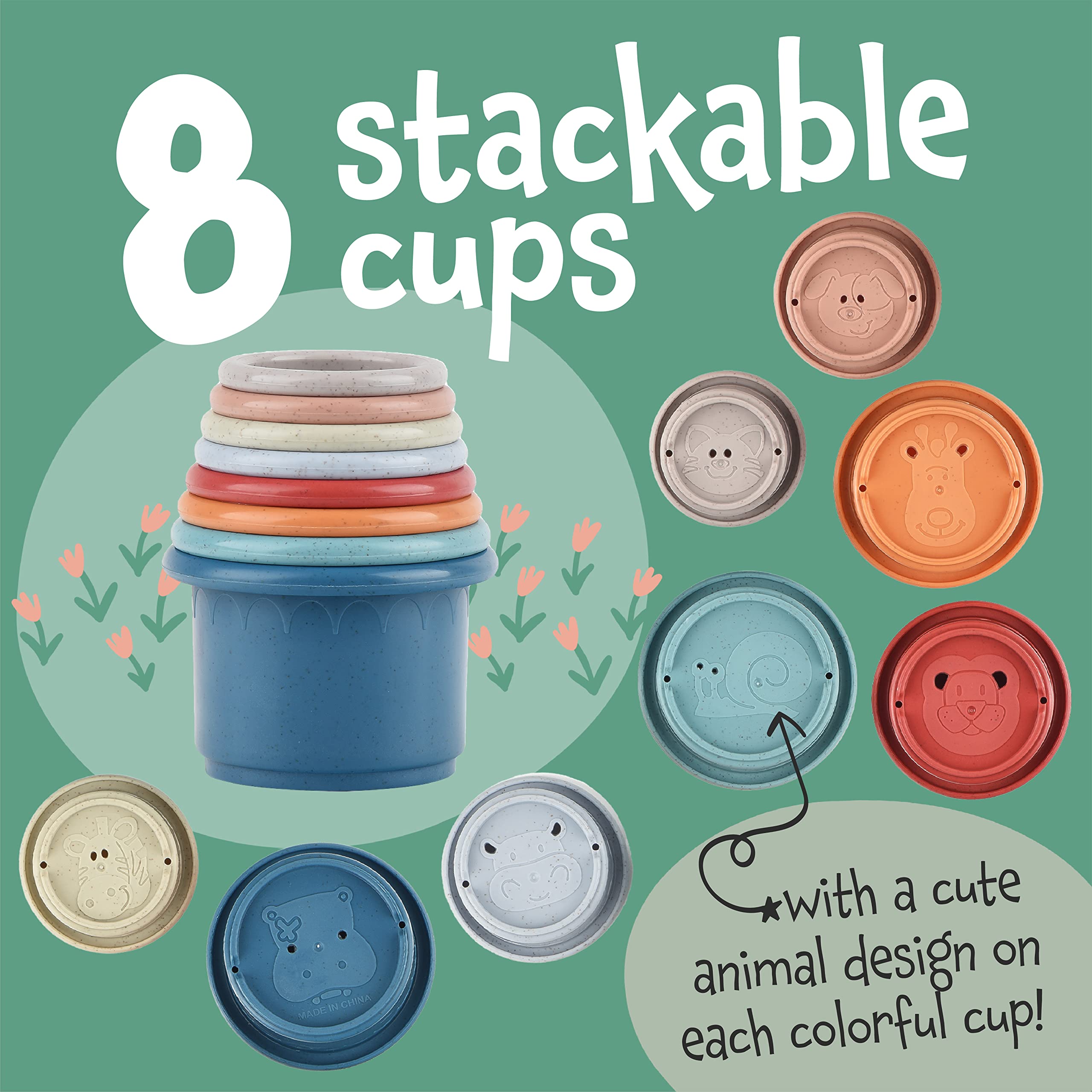Evergreen Rabbit Stacking Cups Treat-inside design encourages sniff-and-find rewards.