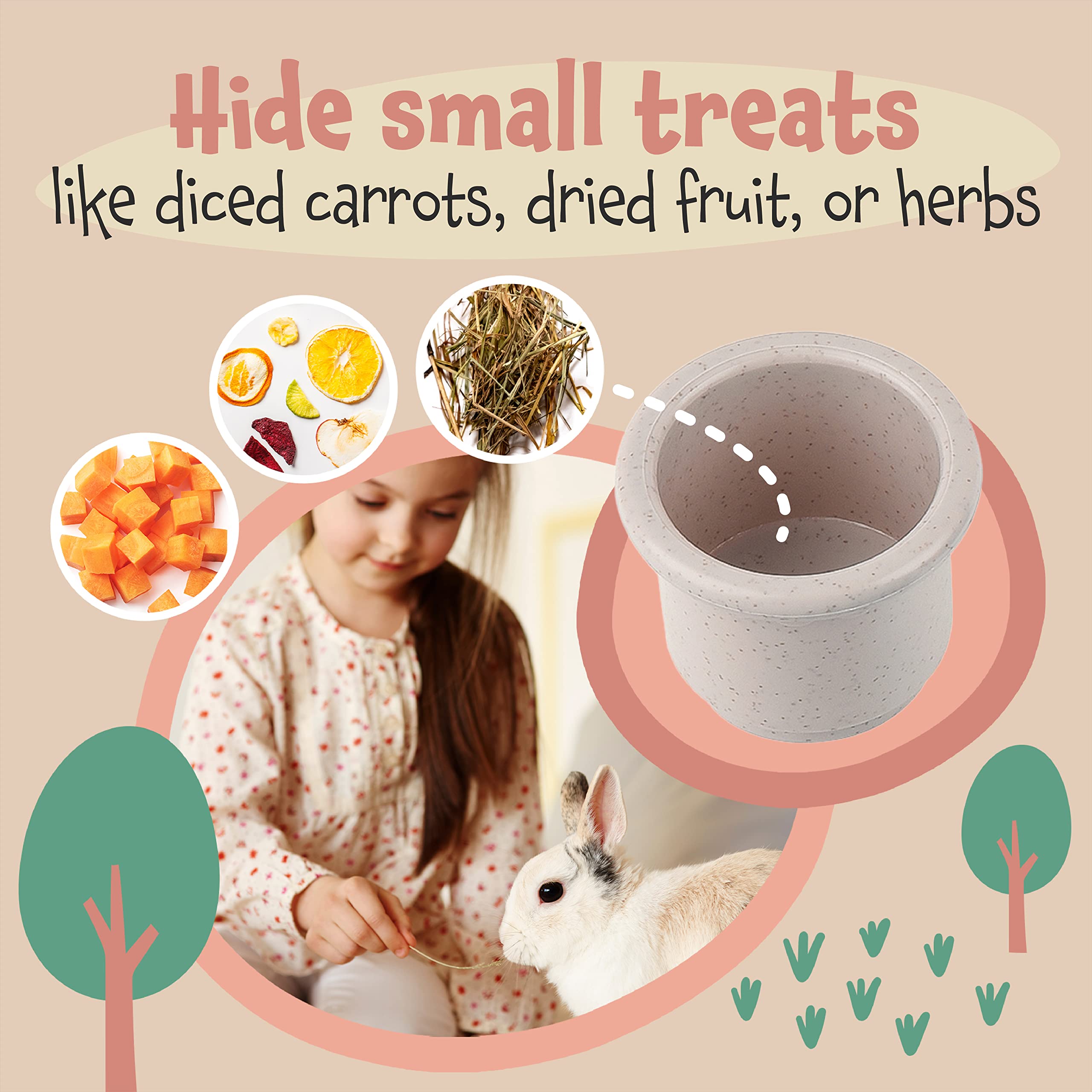 Evergreen Rabbit Stacking Cups Wheat straw material offers durable chew-friendly enrichment.