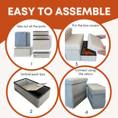 Everpup stairs folded into a storage bench for compact home organization.