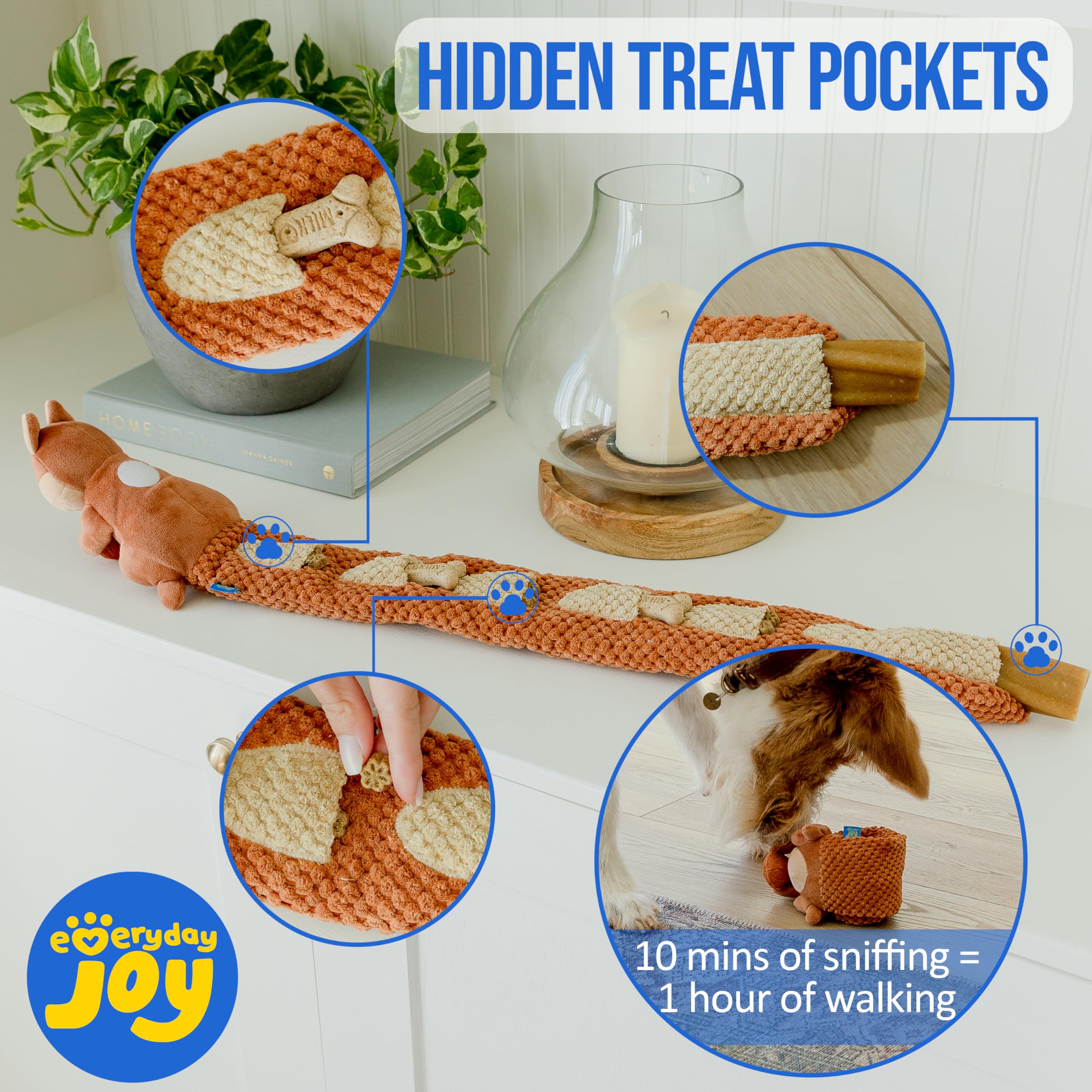 everyday joy snack pockets dog toy interactive treat-dispensing for slower, mindful chewing