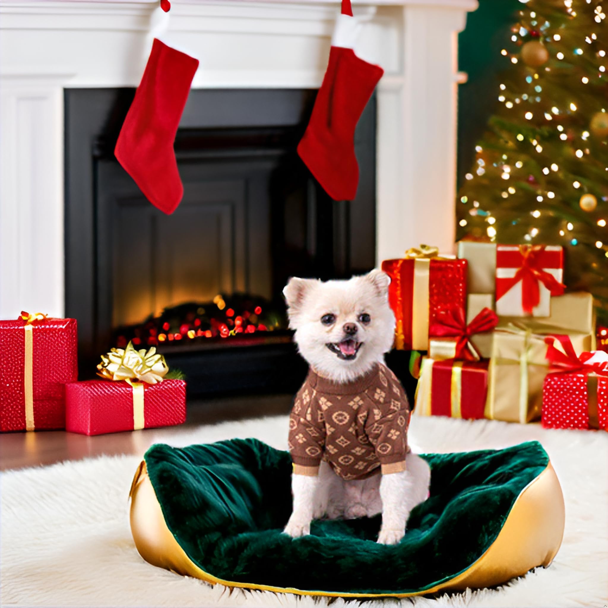 Everything Chic dog sweater outdoor walk scene emphasizes versatile everyday wear.