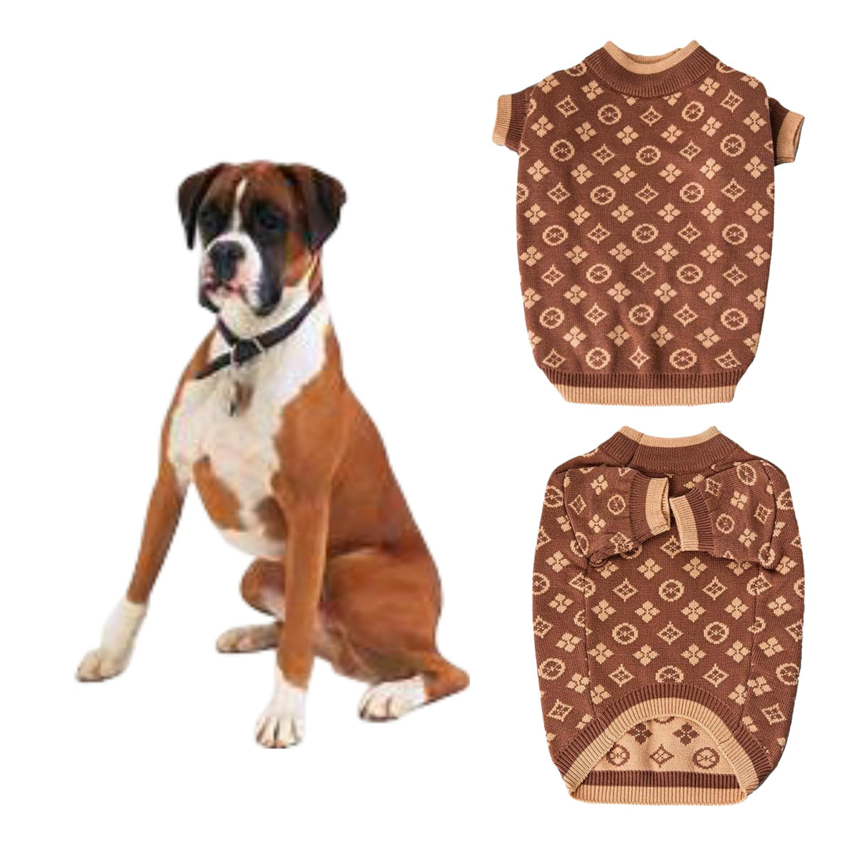 Everything Chic luxury dog sweater front view highlights chic design and warm knit