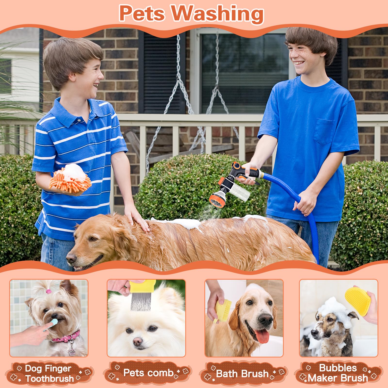 EVILTO eight-way spray pattern nozzle delivers controlled rinsing for baths, cars, and patios.