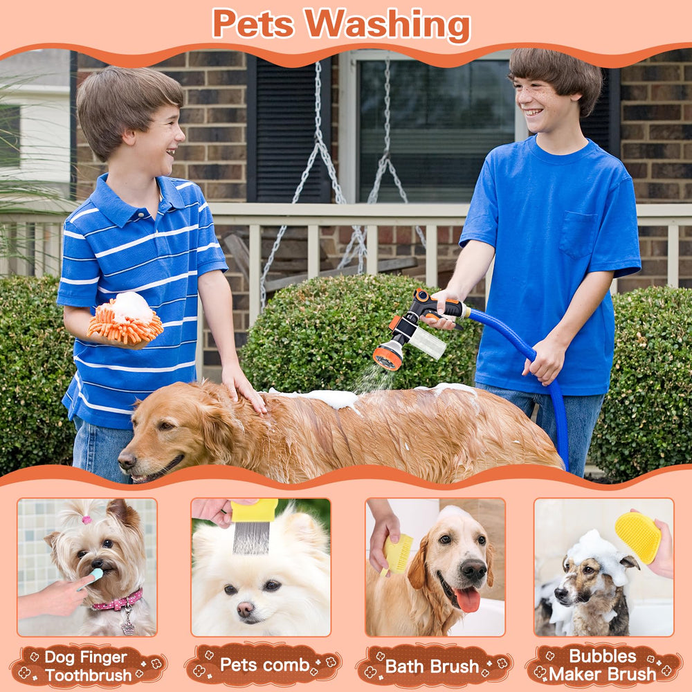 EVILTO eight-way spray pattern nozzle delivers controlled rinsing for baths, cars, and patios.