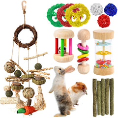 EVISWIY hanging rattan ring provides engaging, safe hang-time for curious bunnies.