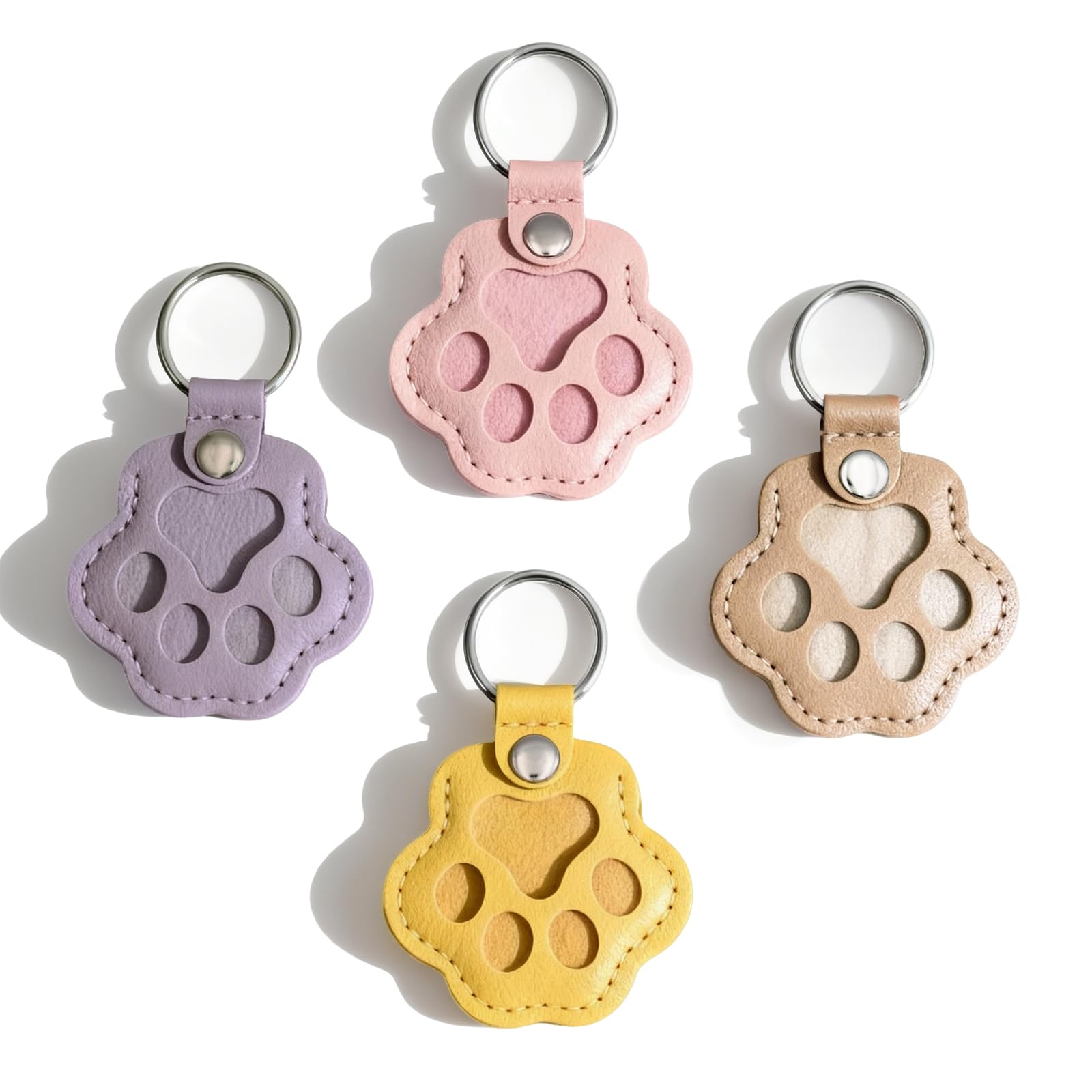 Evowatt purple paw-shaped keychain close-up highlights soft leather and memory-keeping versatility.