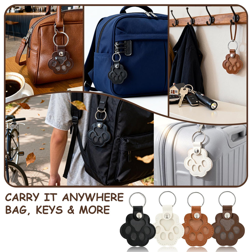 Evowatt paw-shape leather keychain fur compartment open for easy access