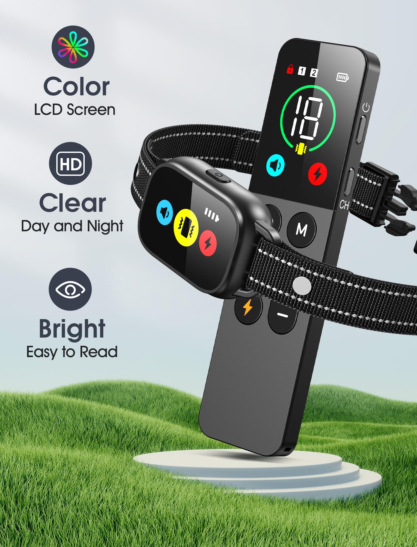Evuime training icons on the collar illuminate for clear visual feedback.