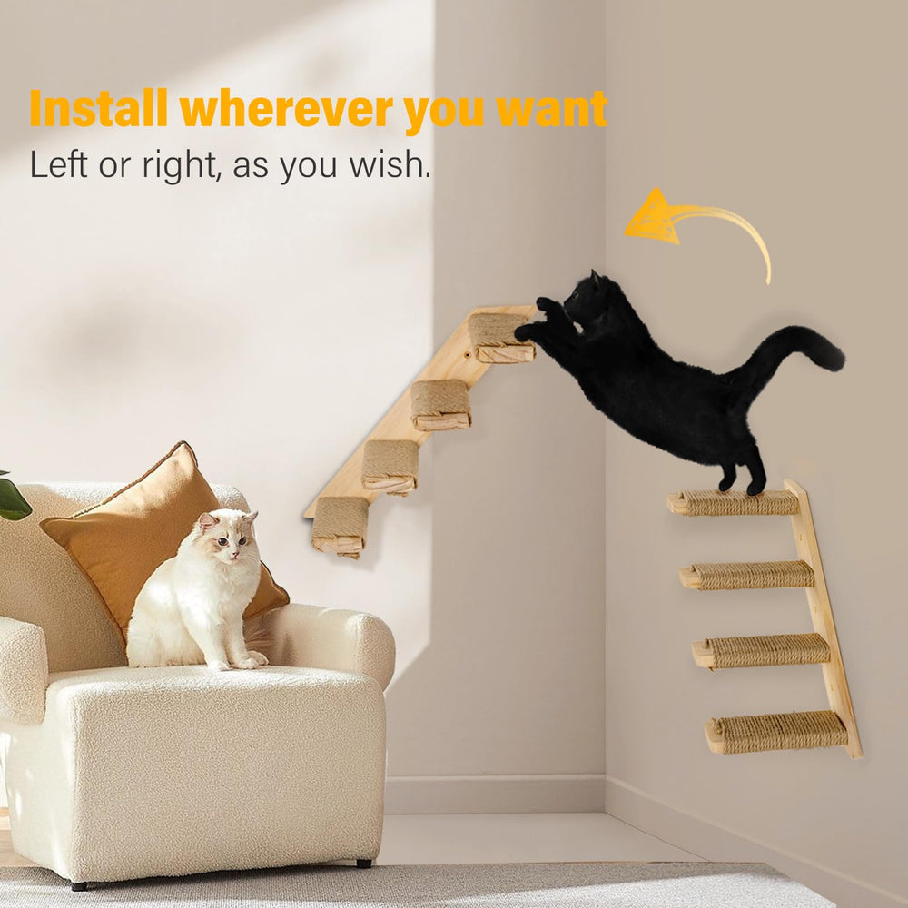 Ewenono stairs install securely with three wooden holes and rope.