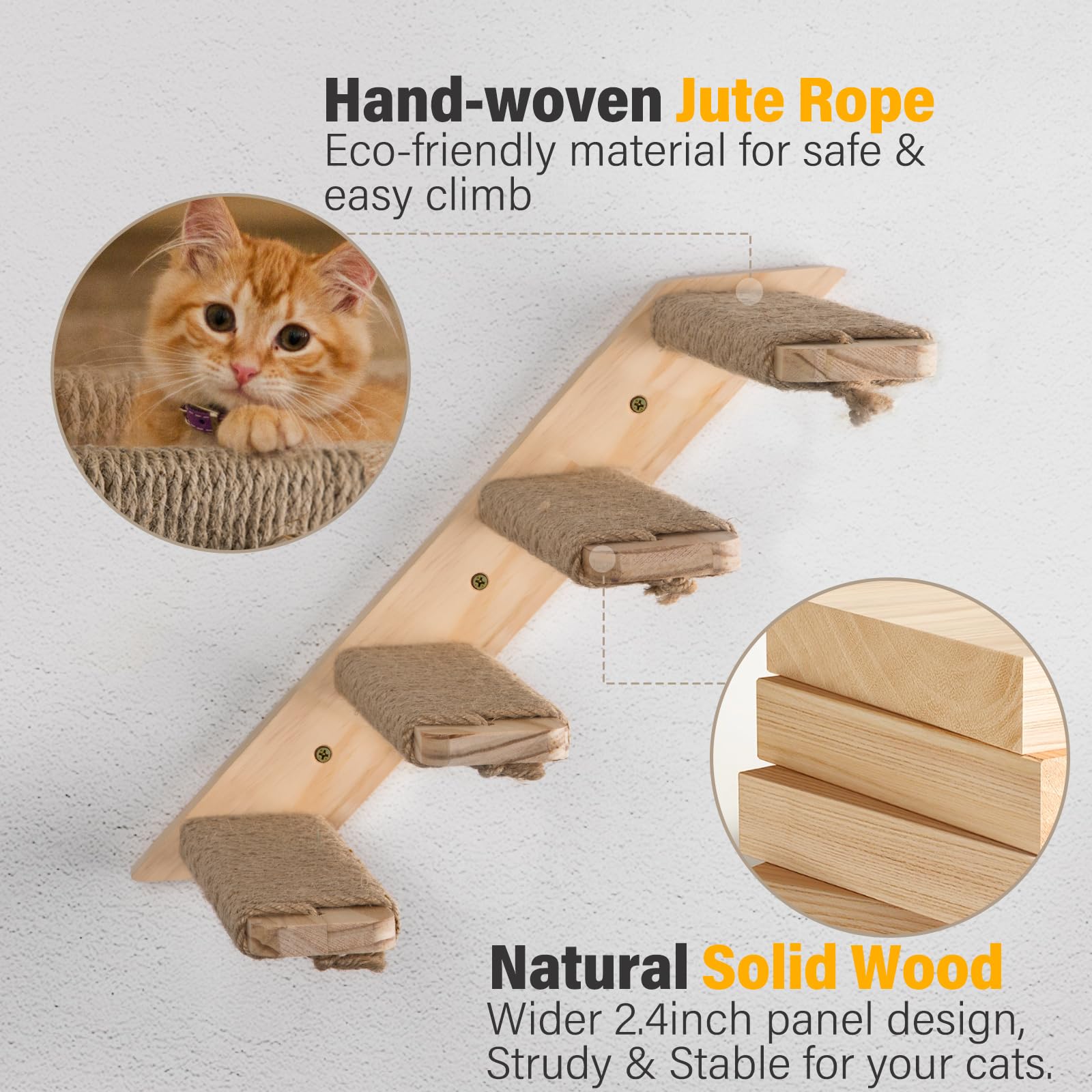 Ewenono stairs' natural wood tone blends into home decor.