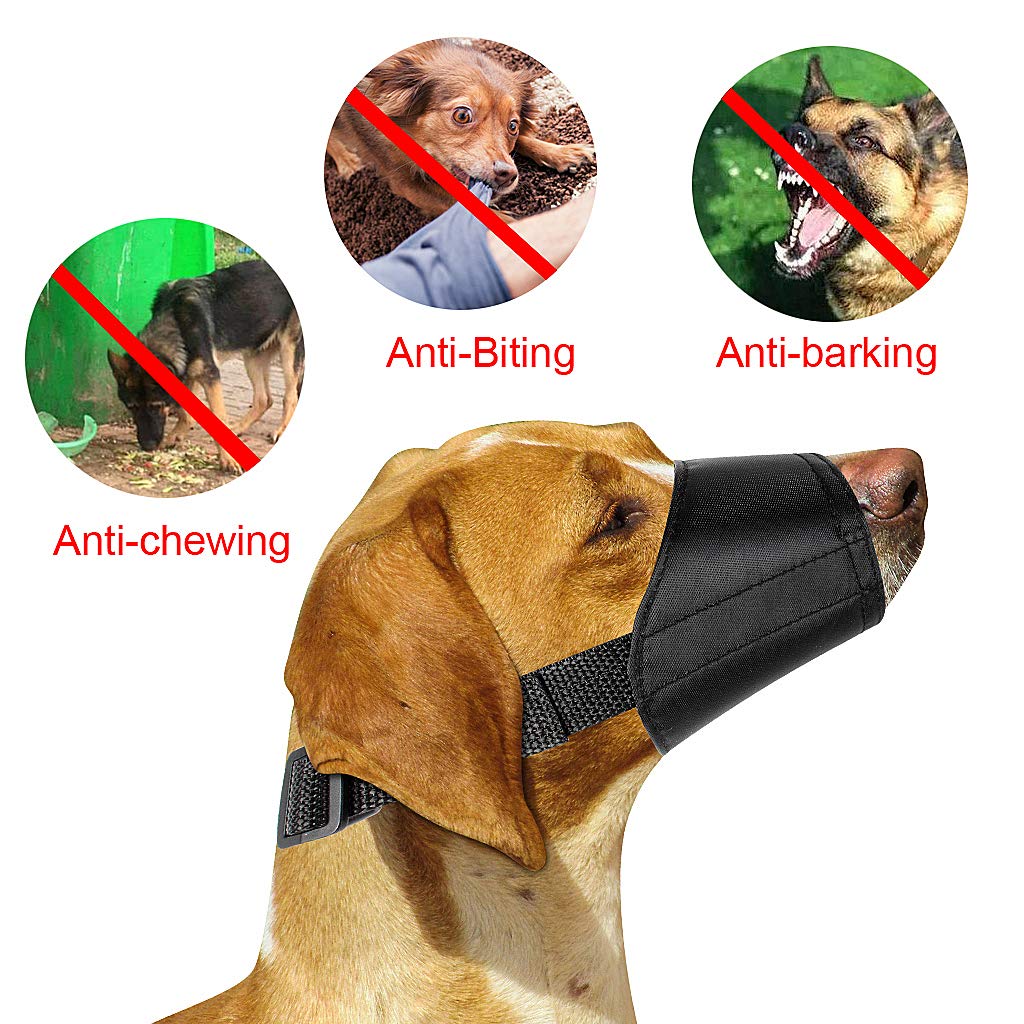 ewinever dog muzzle five-pieces set side view showcasing adjustable straps for fit.