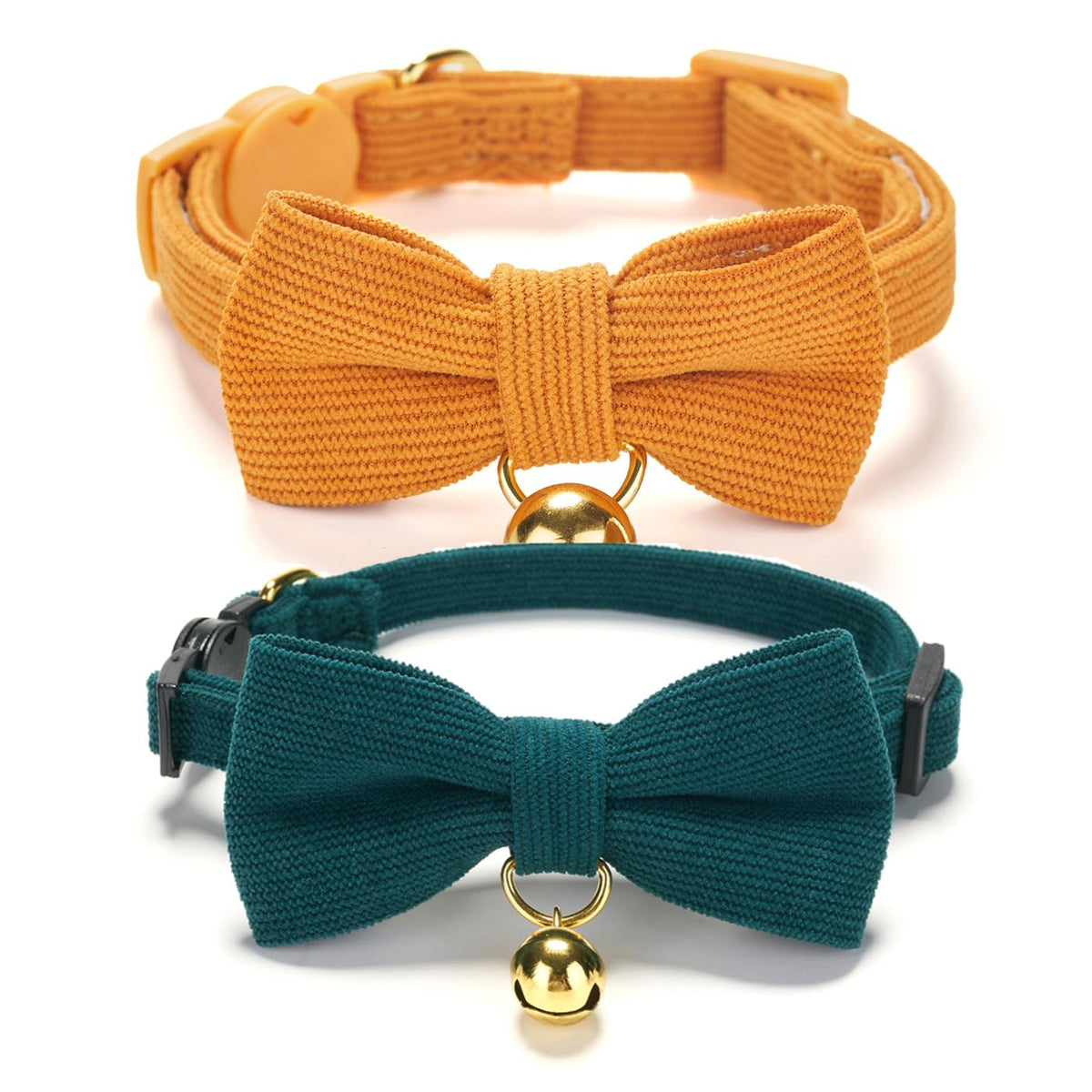Ewinoom corduroy cat collar in orange for comfortable daily wear