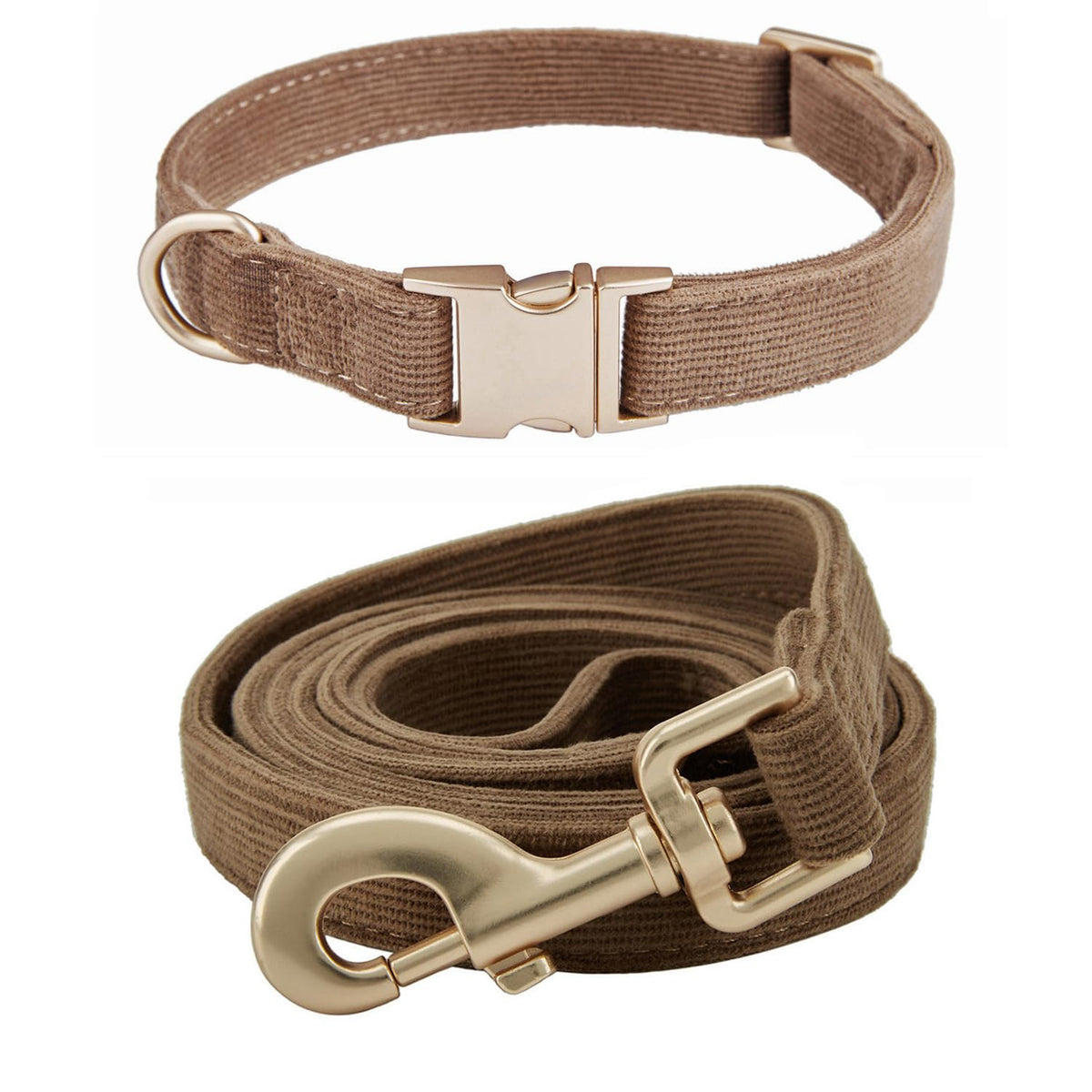 Ewinoom soft corduroy dog collar brown for gentle neck comfort during daily walks