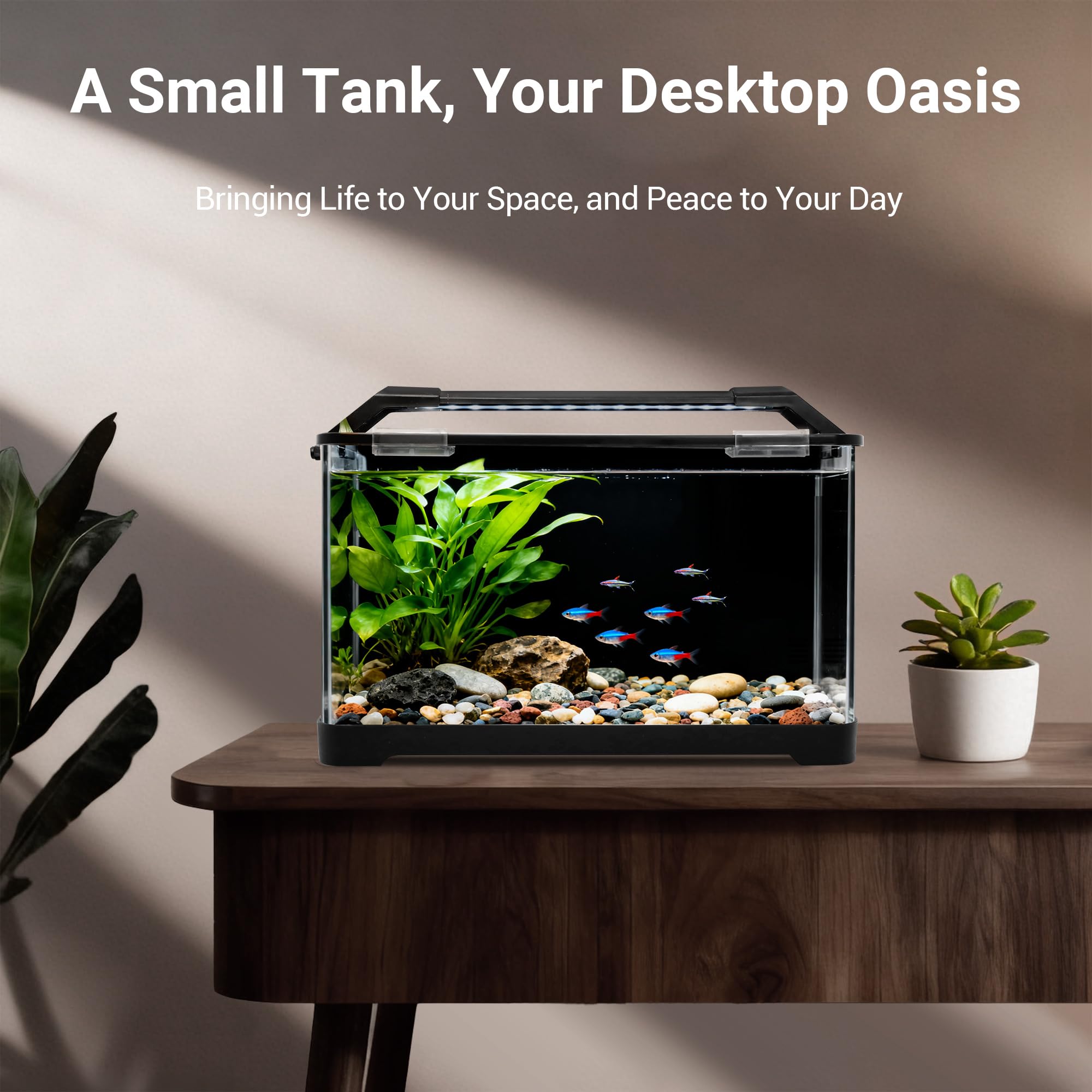eWonLife hidden-storage design keeps cords and devices out of sight for a neater tank