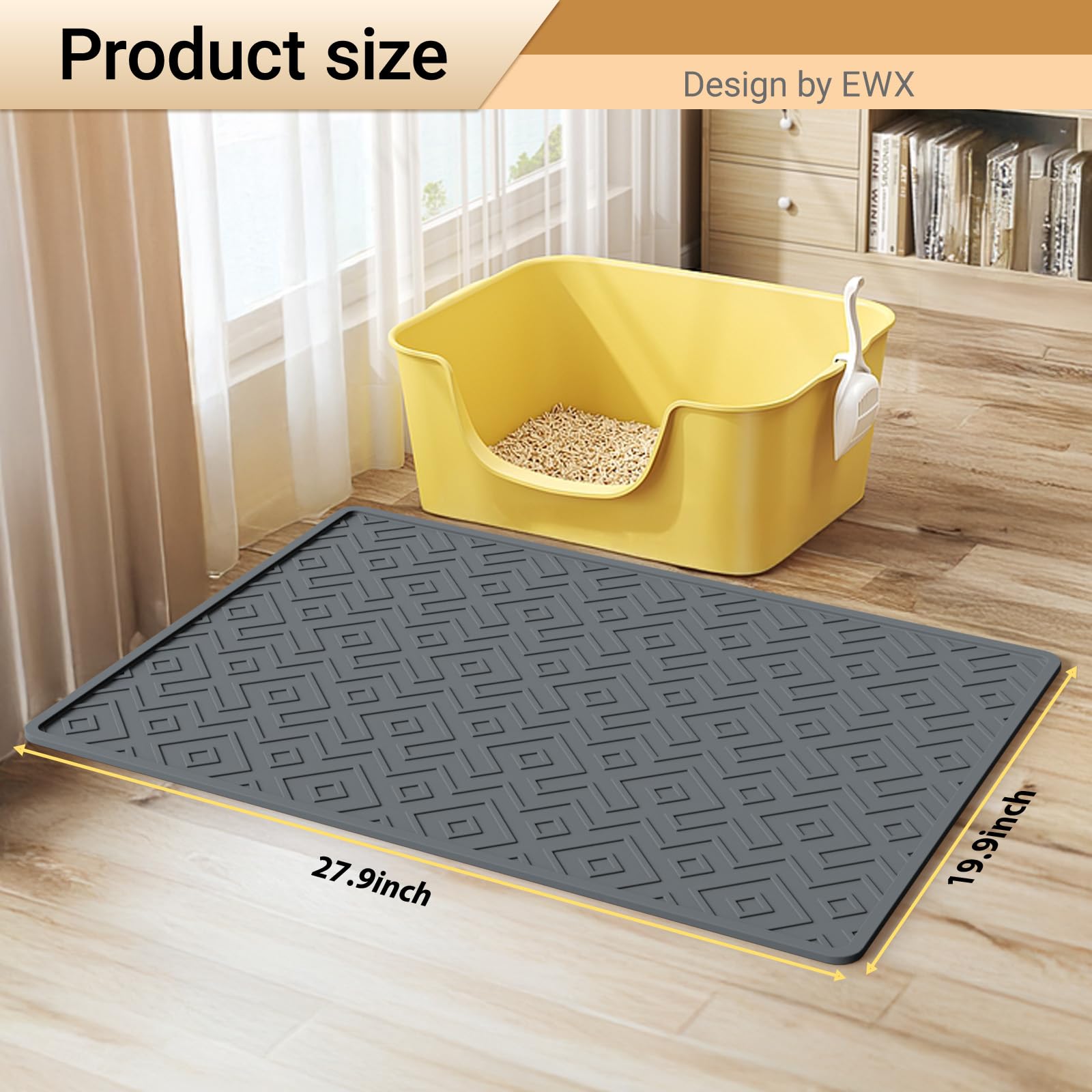 EWX silicone cat litter mat provides waterproof protection for floors