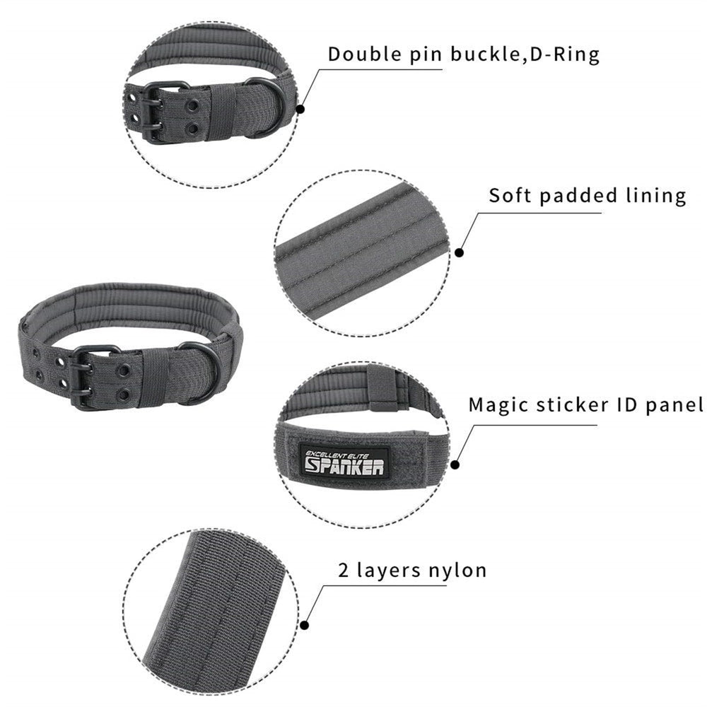 EXCELLENT ELITE SPANKER collar side view shows five-point adjustability