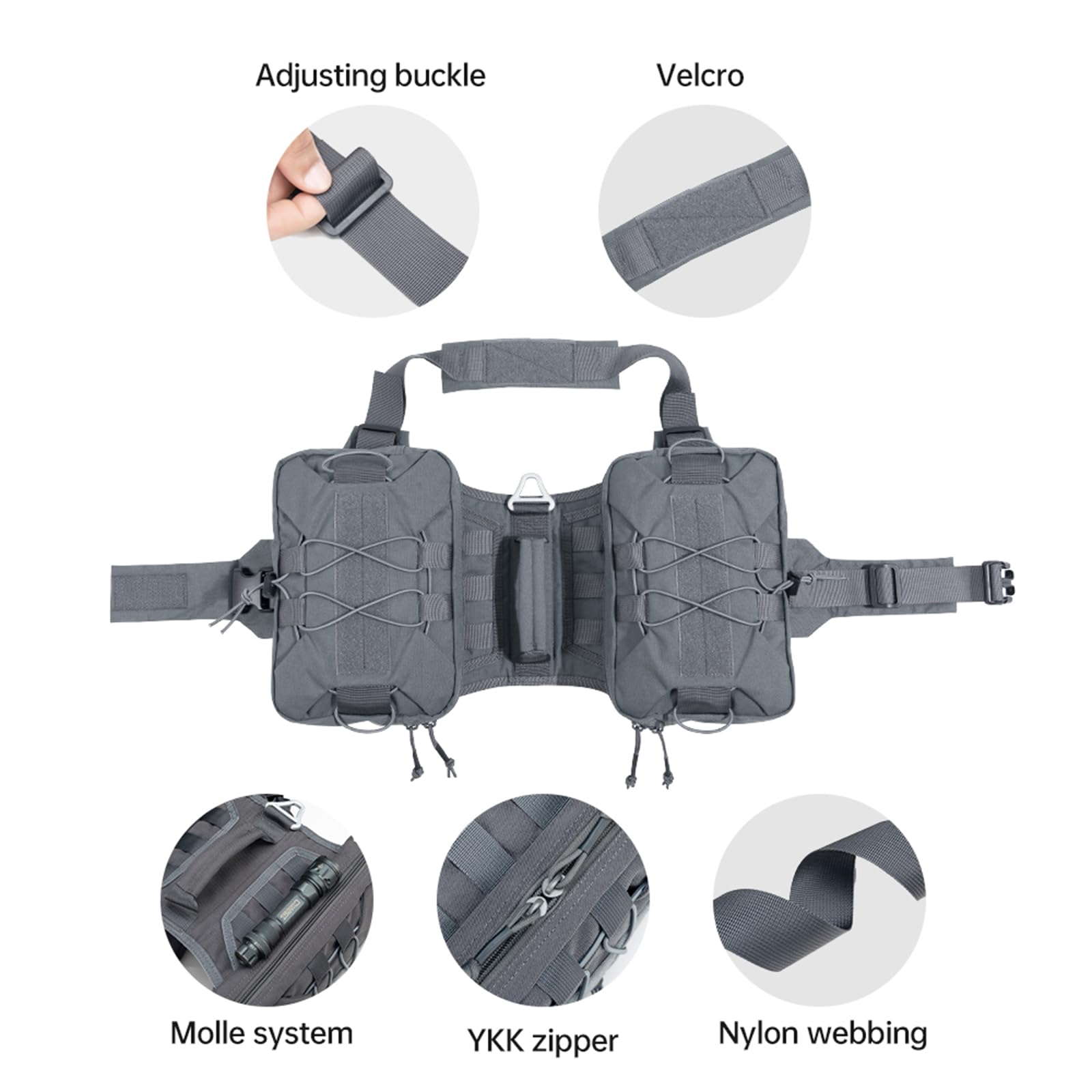 EXCELLENT ELITE SPANKER dog pack back with MOLLE system for extra gear