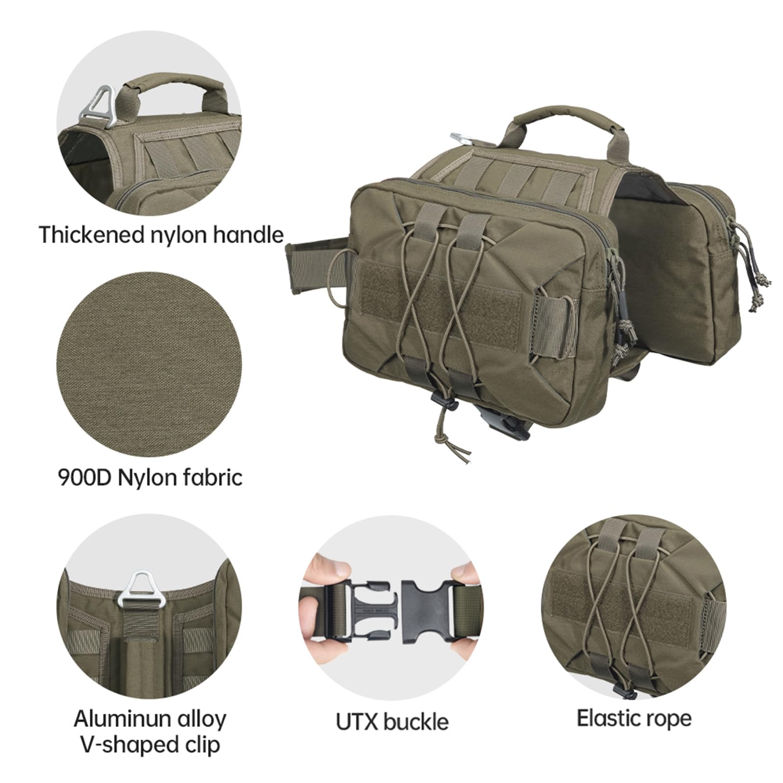 EXCELLENT ELITE SPANKER Dog Pack closed side pockets show extra storage capacity.