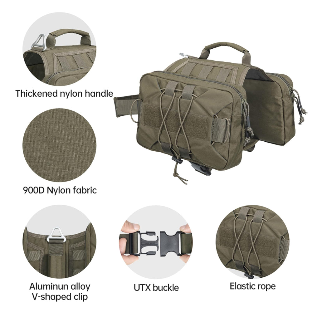 EXCELLENT ELITE SPANKER Dog Pack closed side pockets show extra storage capacity.