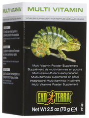 Exo Terra Multi Vitamin Powder dusting insects enhances intake of essential nutrients.