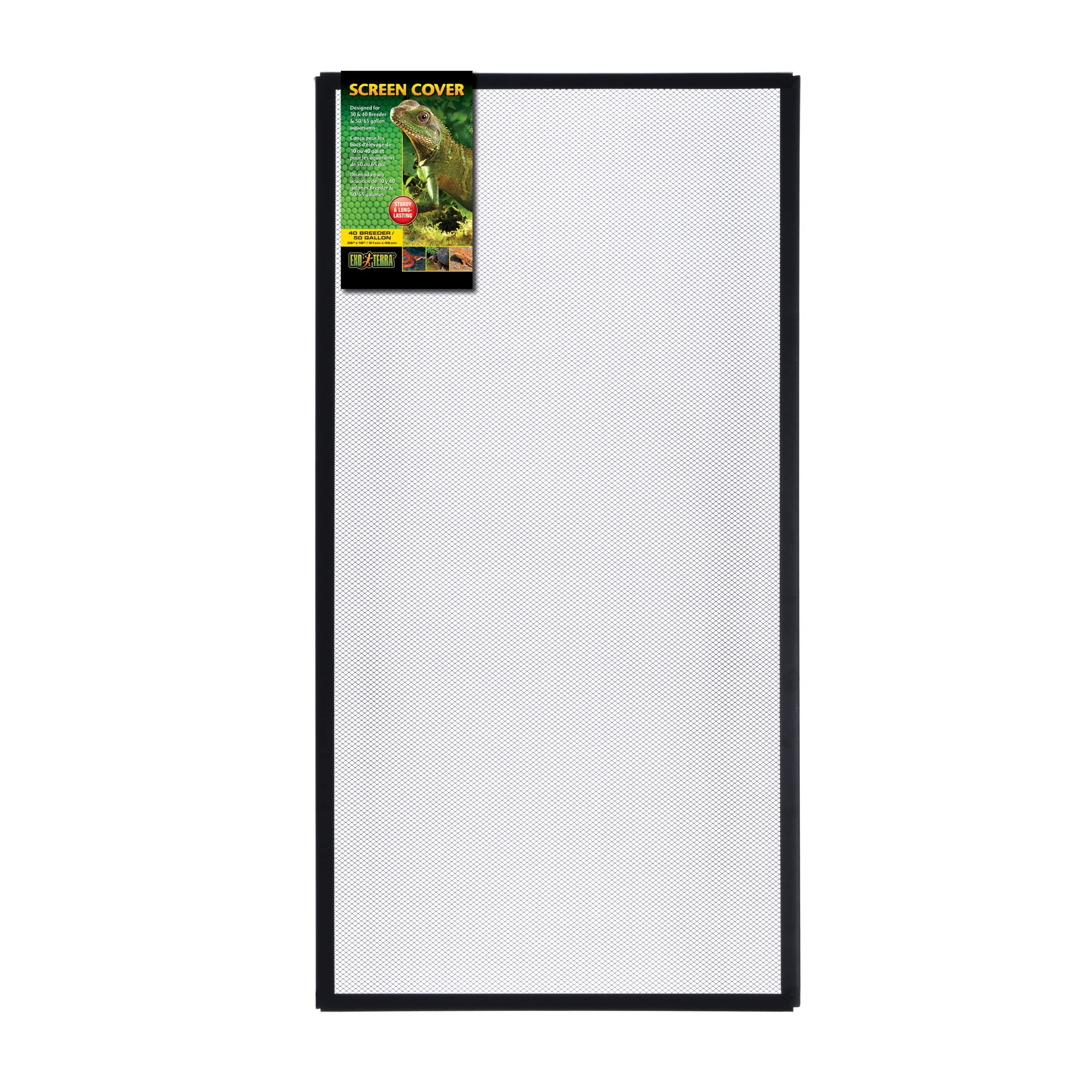 Exo Terra regular 40-gallon screen cover front view showing secure ventilation for reptiles