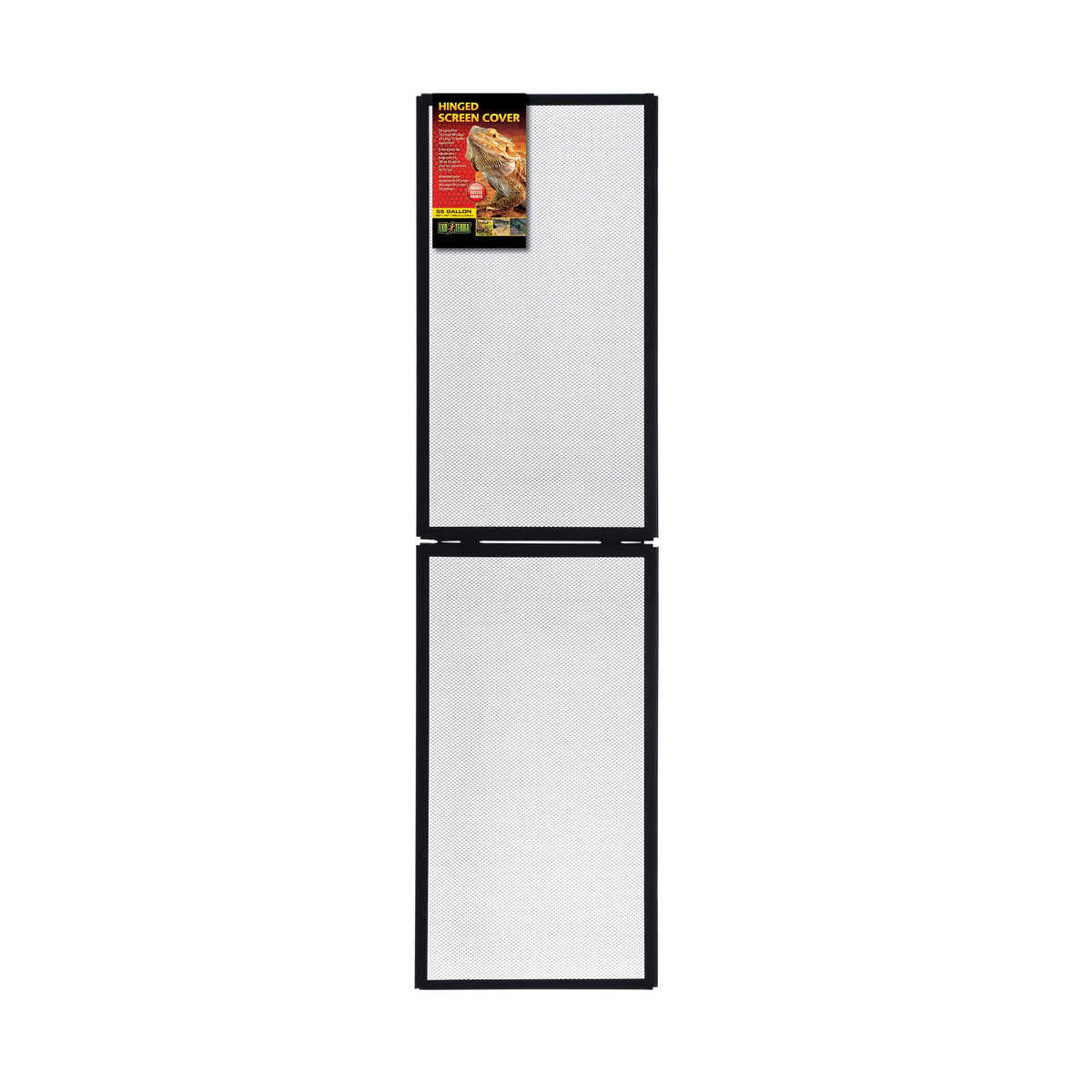 Exo Terra hinged door screen cover on 55-gallon terrarium for easy access