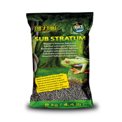 Exo Terra Sub Stratum bioactive soil texture supports plant and microfauna in terrariums.