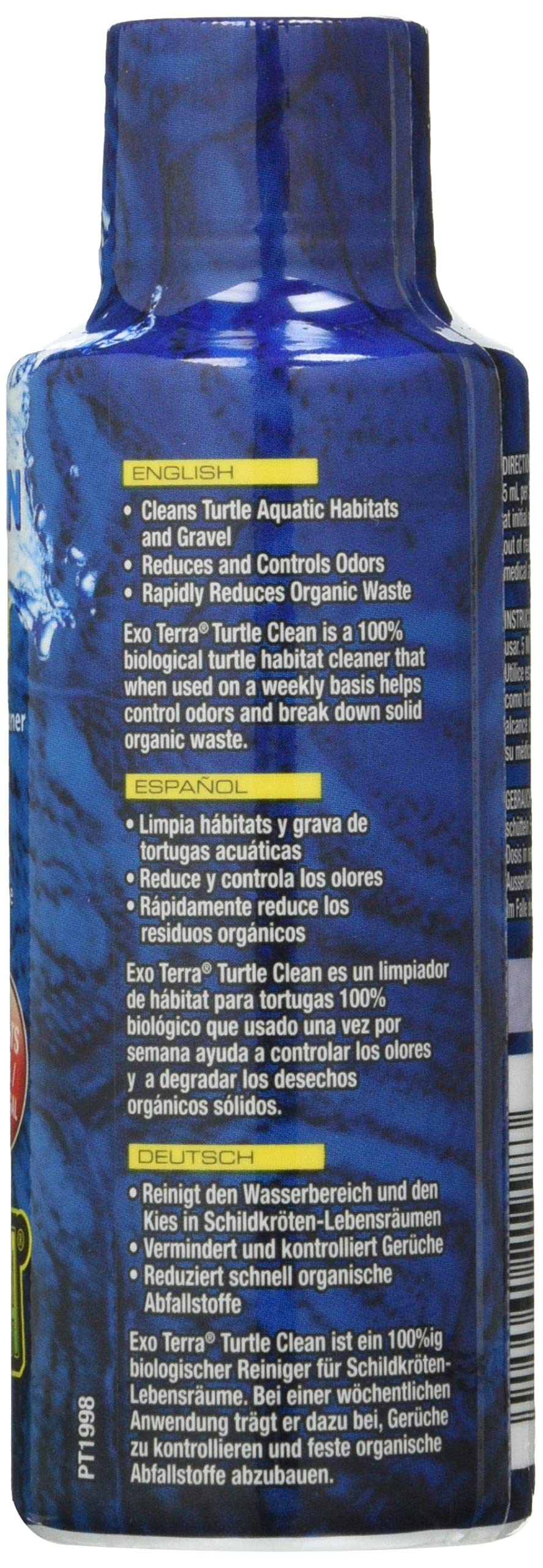 Exo Terra Turtle Clean shows rapid organic waste reduction for a cleaner turtle habitat.