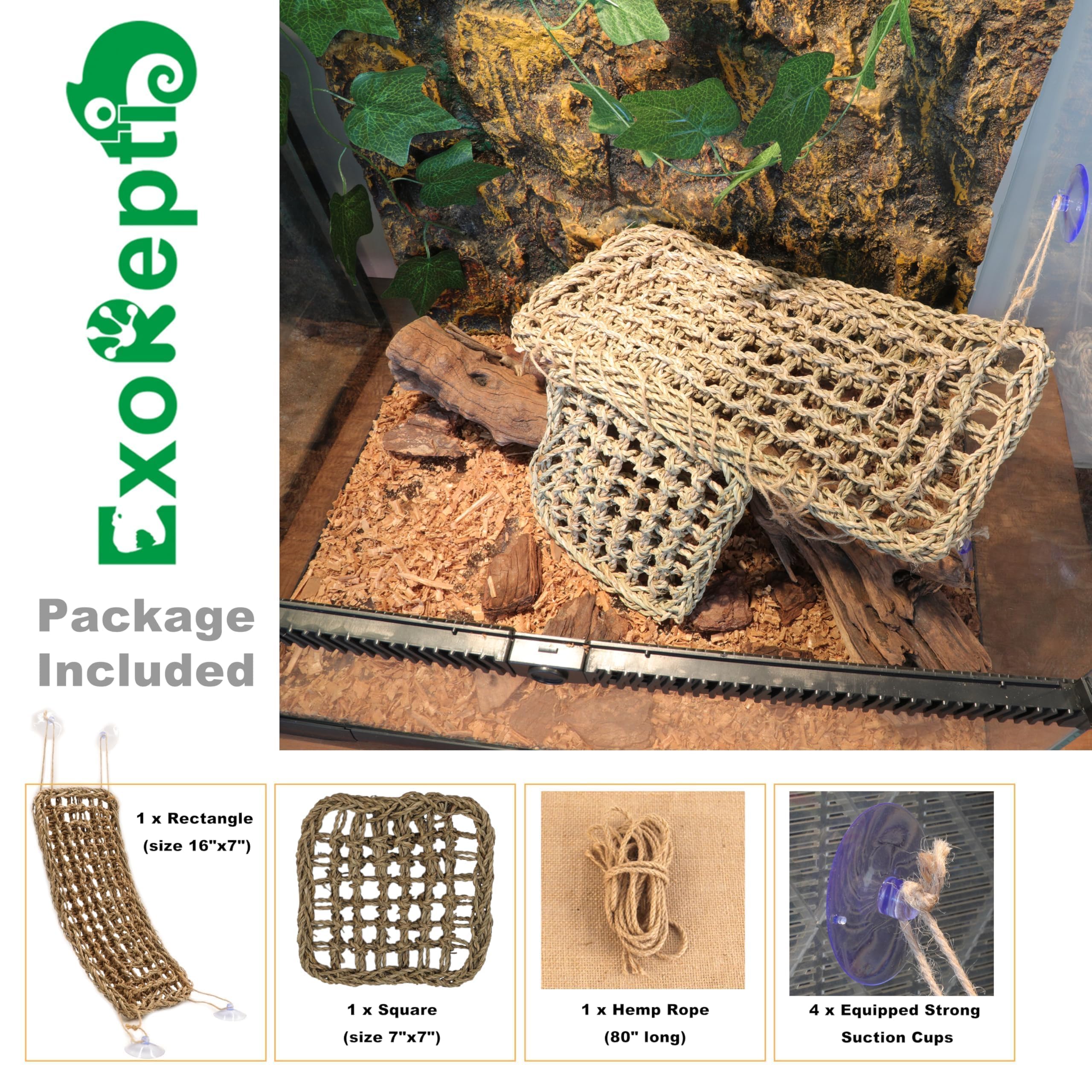ExoRepti Bearded Dragon Hammock square 7x7 provides a stable resting perch for basking.