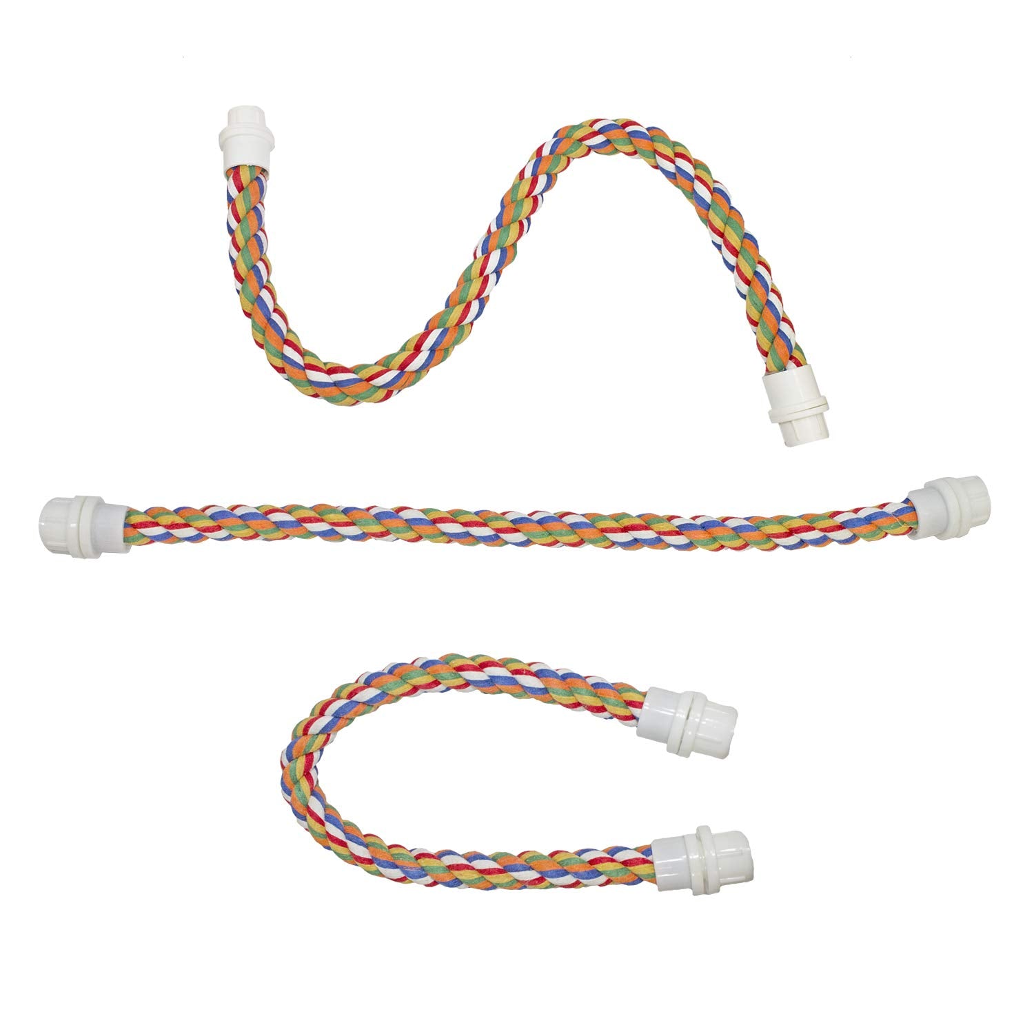 Exotic Nutrition 34 Inch Flex Rope mounted to cage bars demonstrating easy installation.
