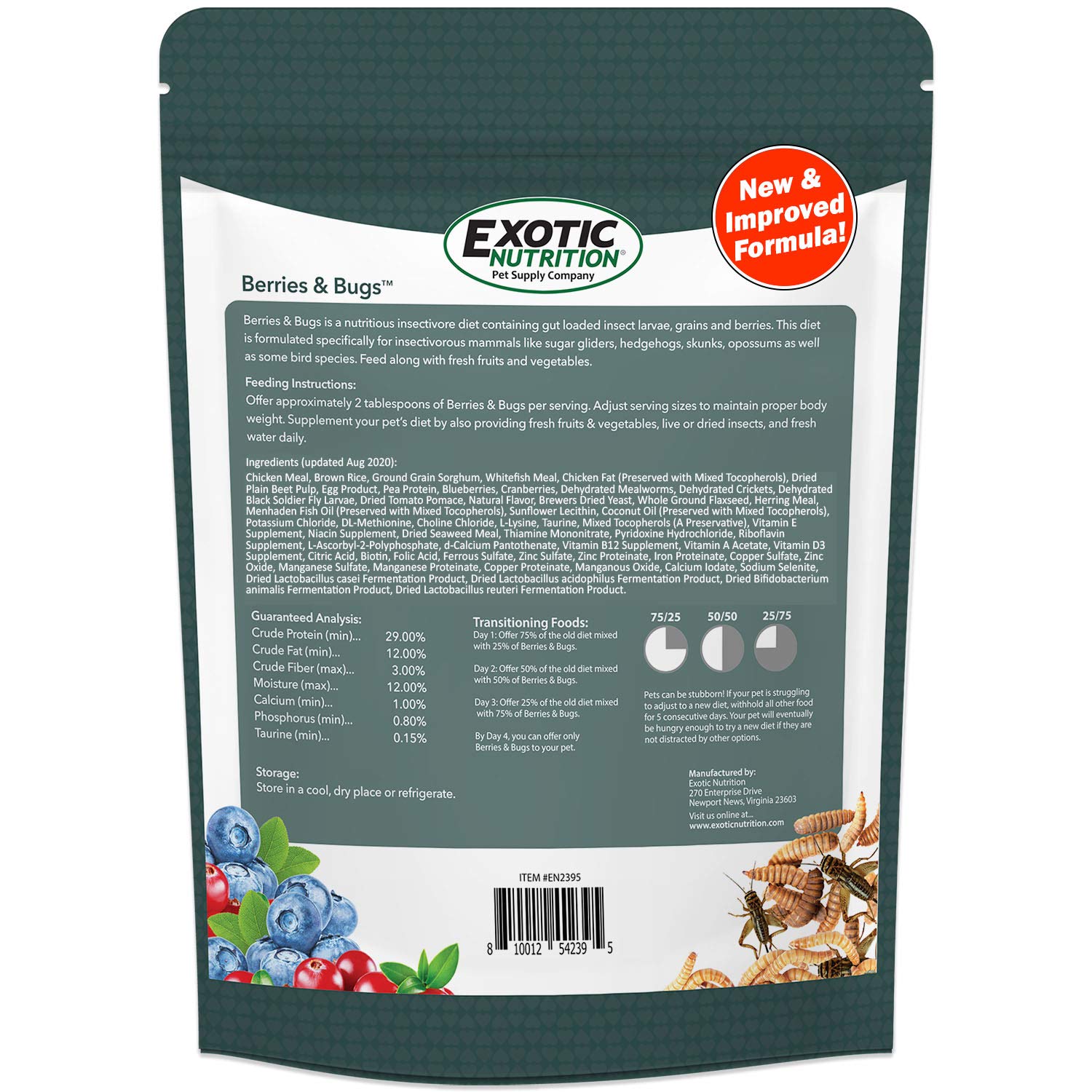 Exotic Nutrition Berries & Bugs in bowl ready for mixed diet options