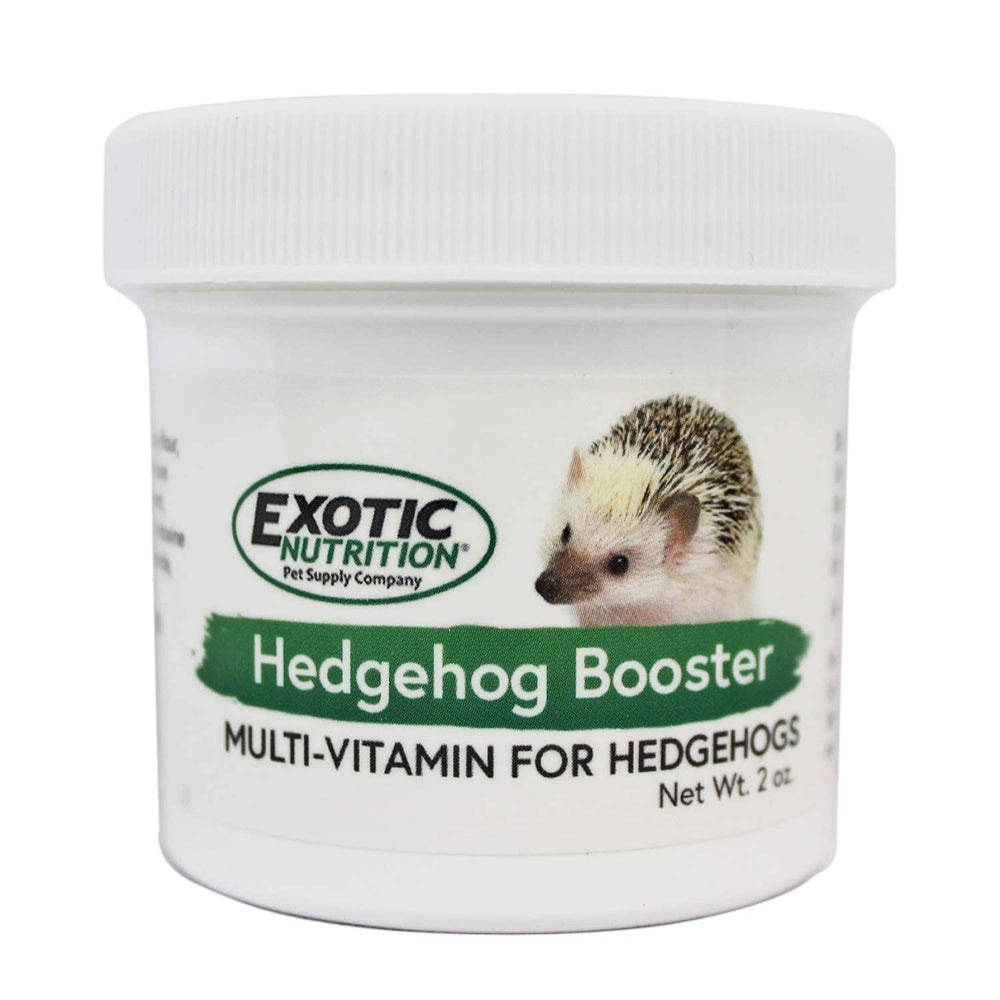 Exotic Nutrition Hedgehog Booster powder dispense close-up highlights fine texture for mixing.