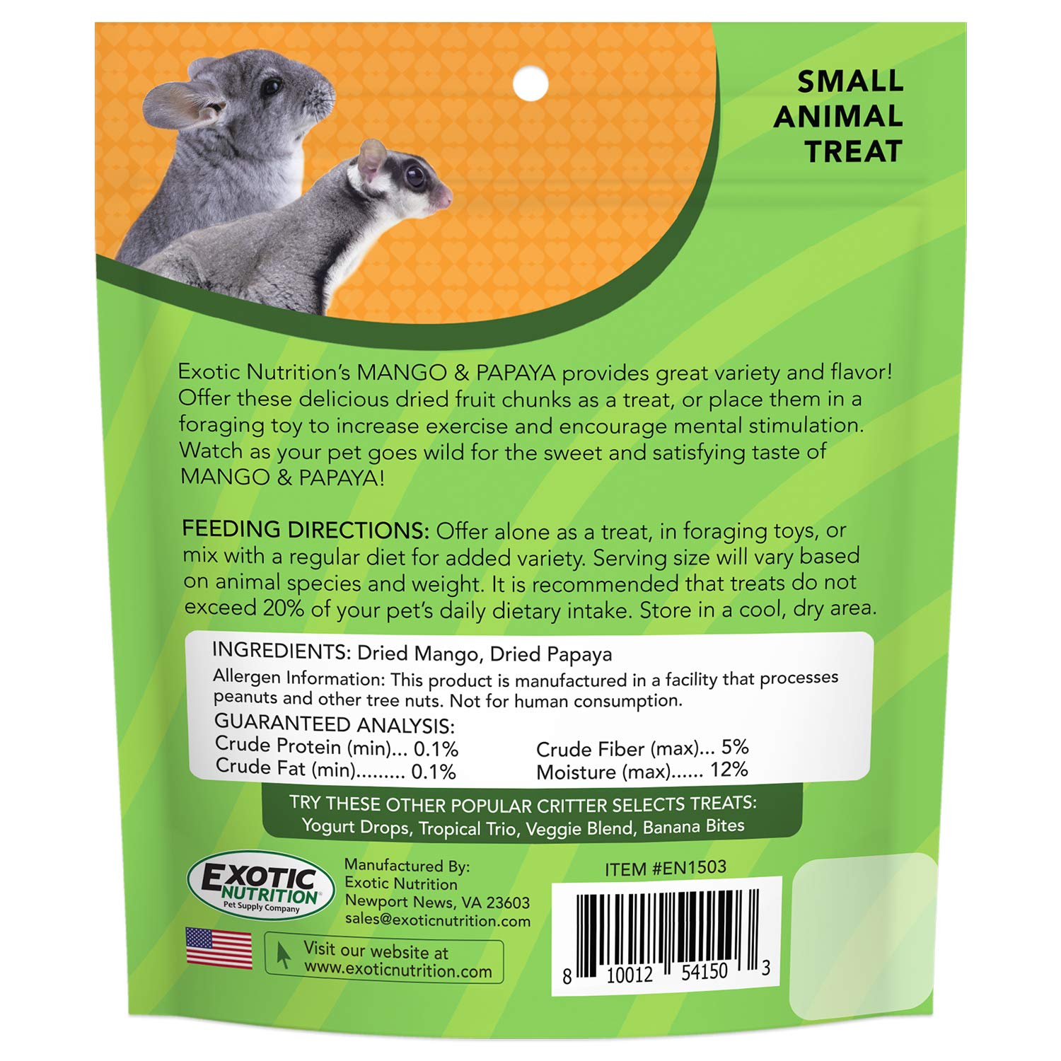 Exotic Nutrition Mango Papaya Treat foraging idea in enclosure