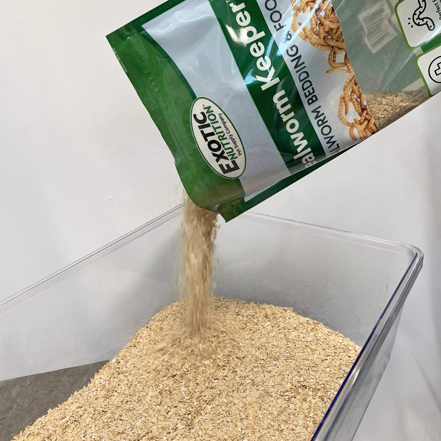 Exotic Nutrition Mealworm Keeper bedding material close up highlights breathable absorbent substrate.