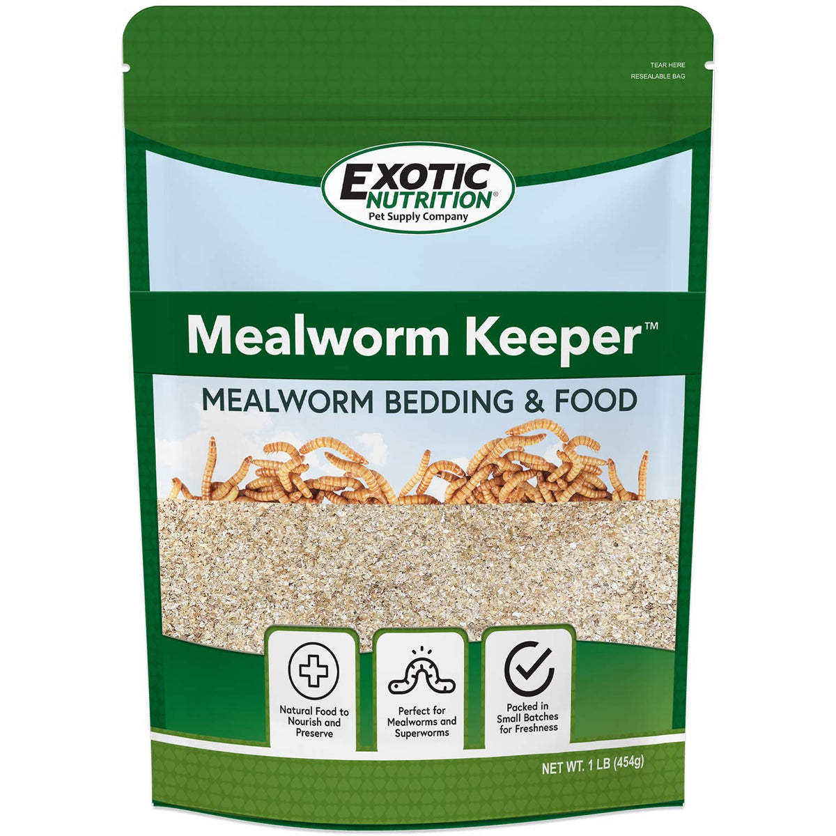Exotic Nutrition Mealworm Keeper bedding—rich wheat bran supporting healthy mealworms.