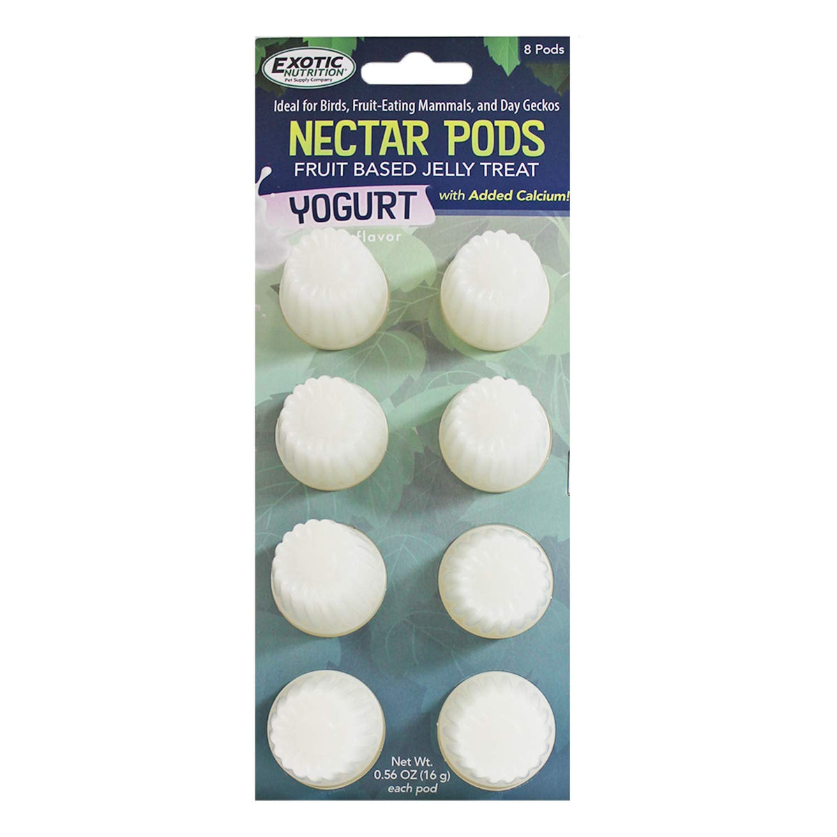 Exotic Nutrition Nectar Pods Yogurt pack front, calcium-fortified jelly treats for small pets