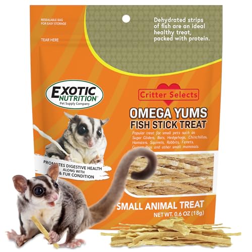 Exotic Nutrition Omega YUMS fish-stick packaging highlights all-natural ingredients and real fish.