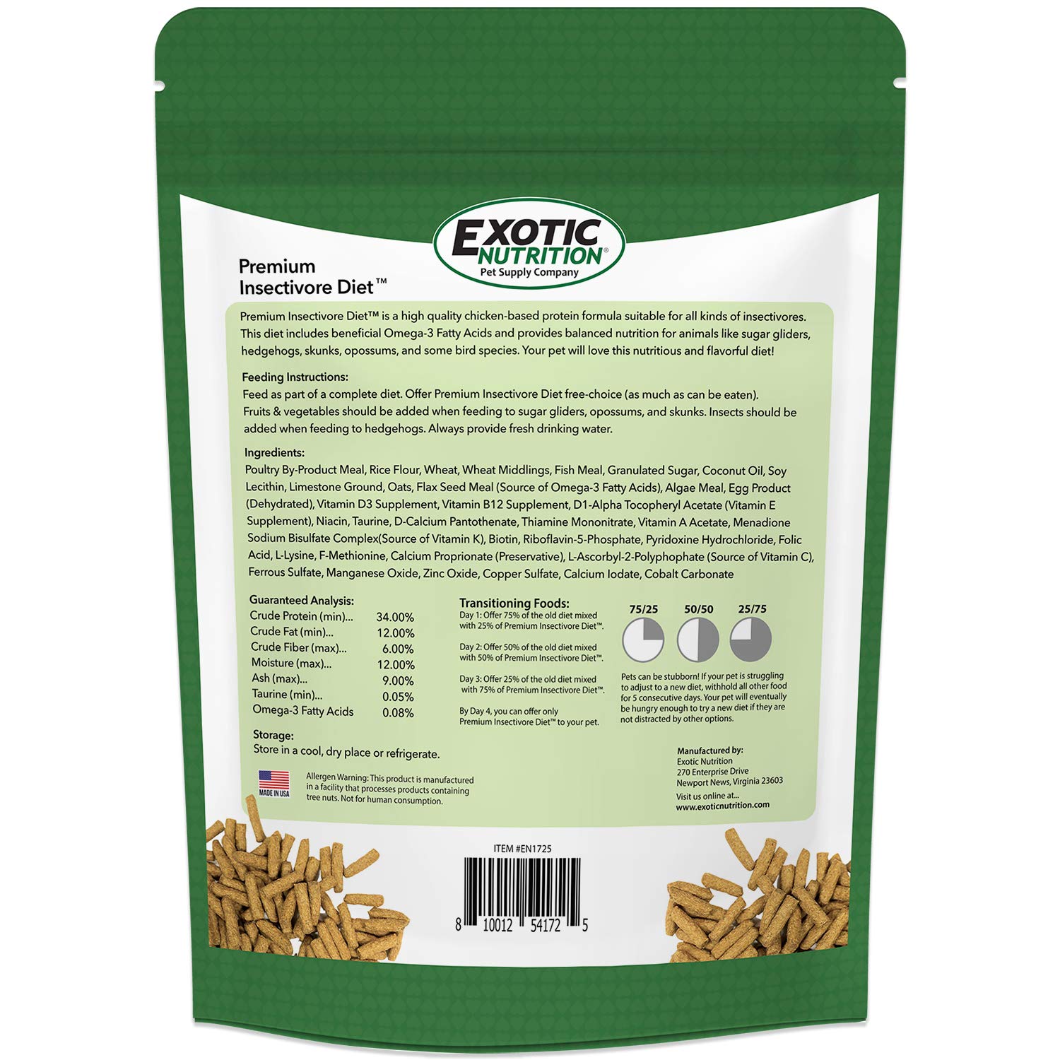 Feeding sticks closeup demonstrates easy-to-serve 3/4 inch sticks for quick meals