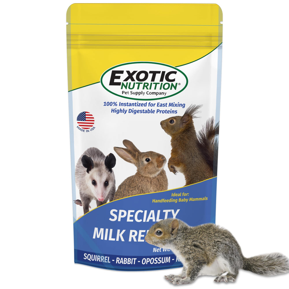 Exotic Nutrition setup showing baby animal feeding with milk replacer