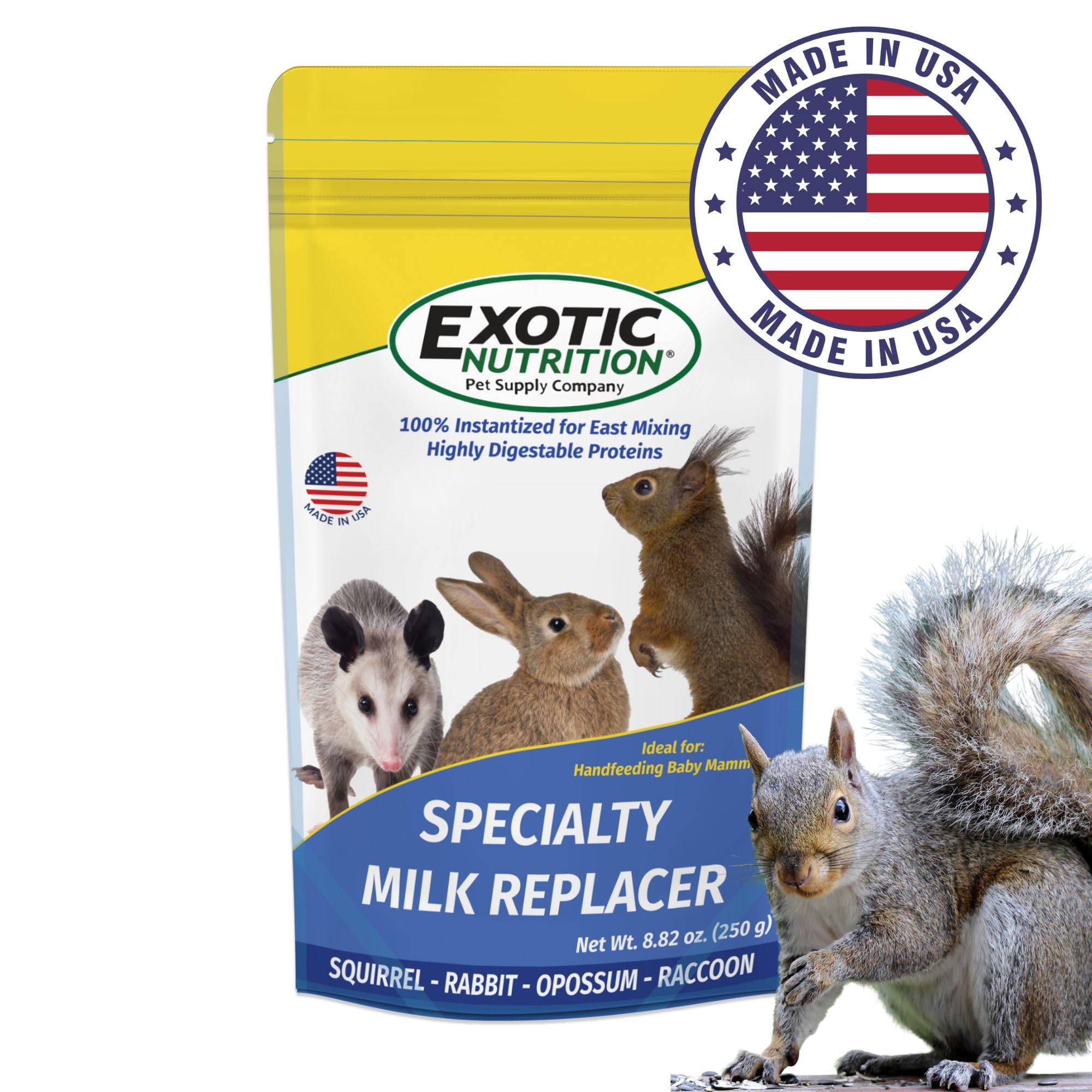 Exotic Nutrition label close-up highlights USA-made quality and nutrition