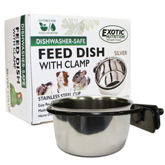 Exotic Nutrition cup mounted on a cage, secure feeding for small pets.