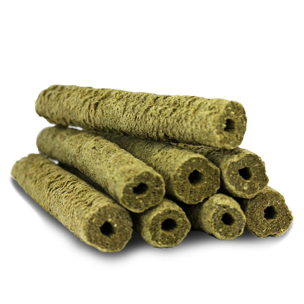 Exotic Nutrition Timothy Puff Sticks texture zoom highlighting hay-based sticks
